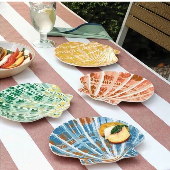 Coastal Melamine Plastic Shells Appetizer Plates - Picture 1 of 4